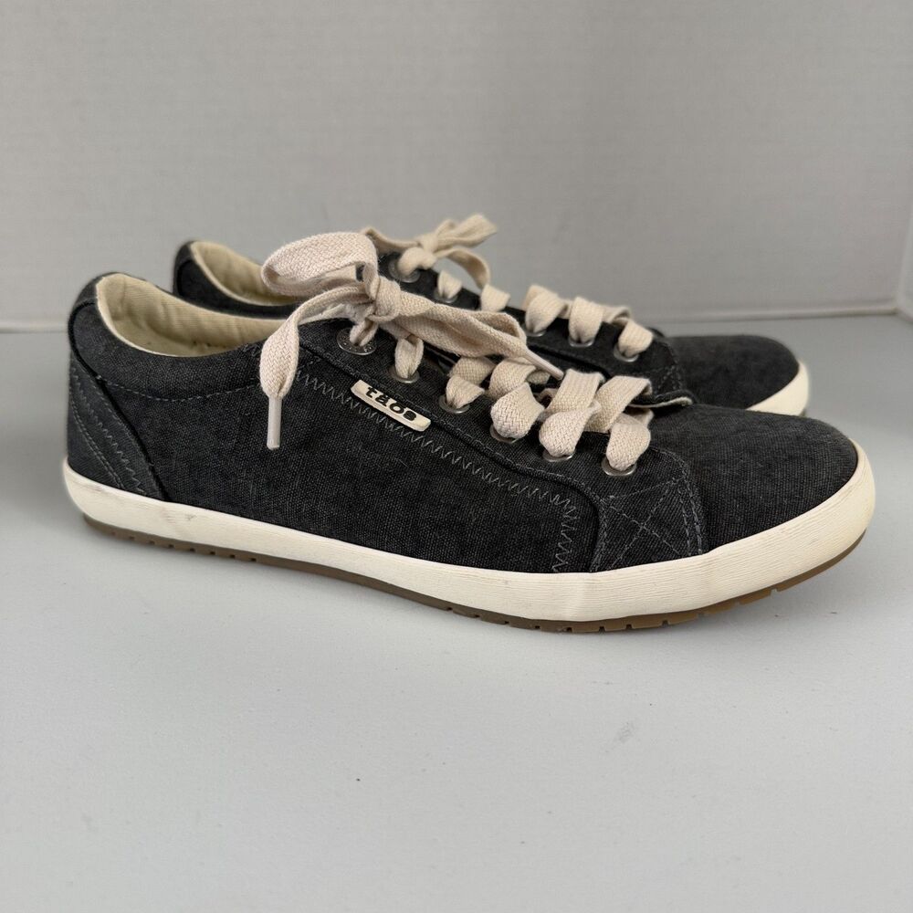 Taos Women's Star Canvas Lace Up Sneakers Shoes Charcoal Wash Size 8 Wide